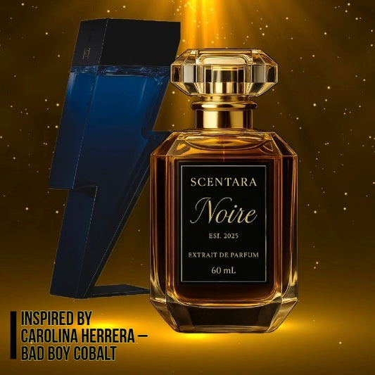 Scentara Noire – Bleu Rebelle Extrait de Parfum | 60ml A bold tribute to the fresh intensity of Carolina Herrera –  Bad Boy Cobalt 100% Oil-Based | Highest Quality | Long-Lasting Wear